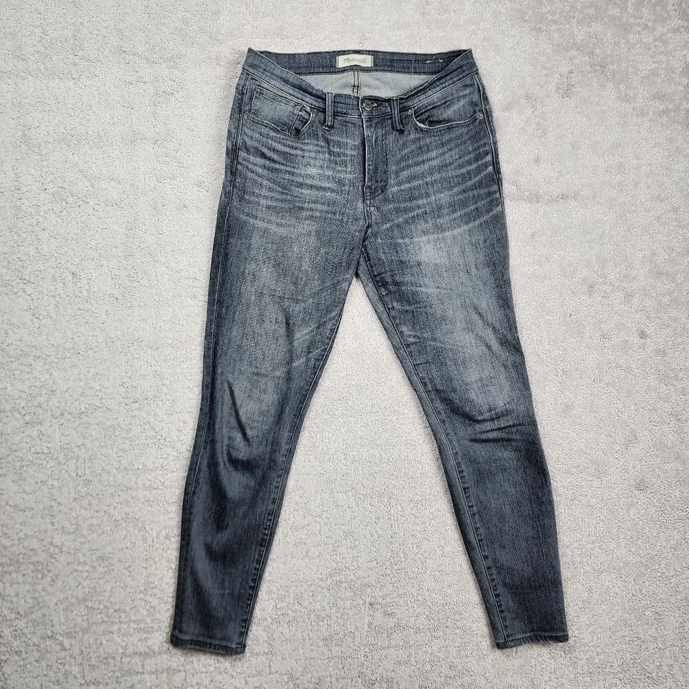 Madewell 9” High Riser Skinny Skinny Jeans Marled Black Whiskered Size 28